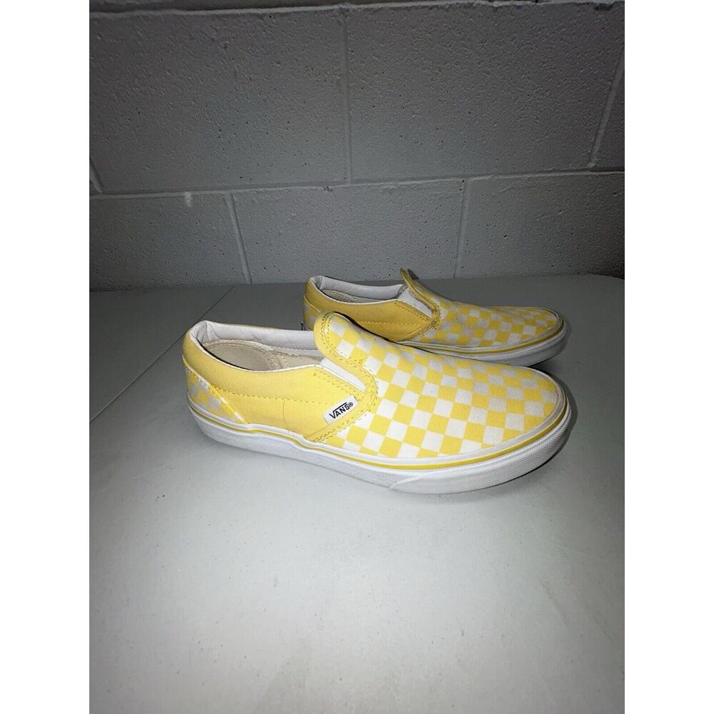 Vans‎ Slip On Checkerboard US Kids 6.5 Unisex Sneakers Yellow White Check Shoes